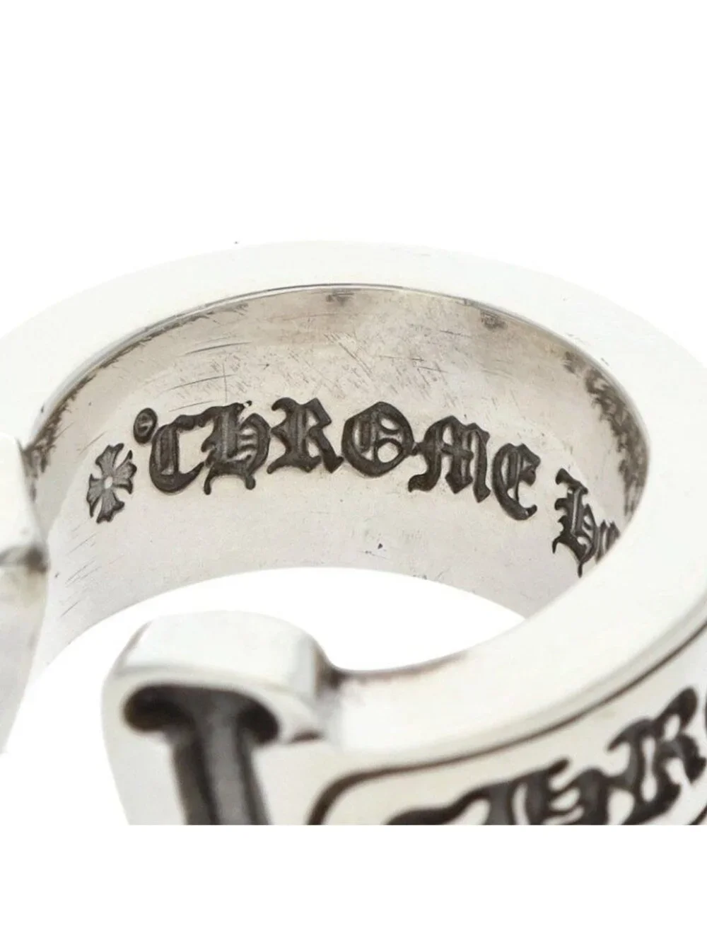 Chrome Hearts LG Scroll Label Large Silver Ring